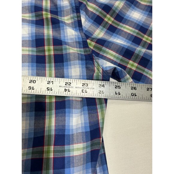 Roper Blue Plaid Short Sleeve Button-Up Shirt Men's Size L - 100% Cotton - Picture 8 of 9